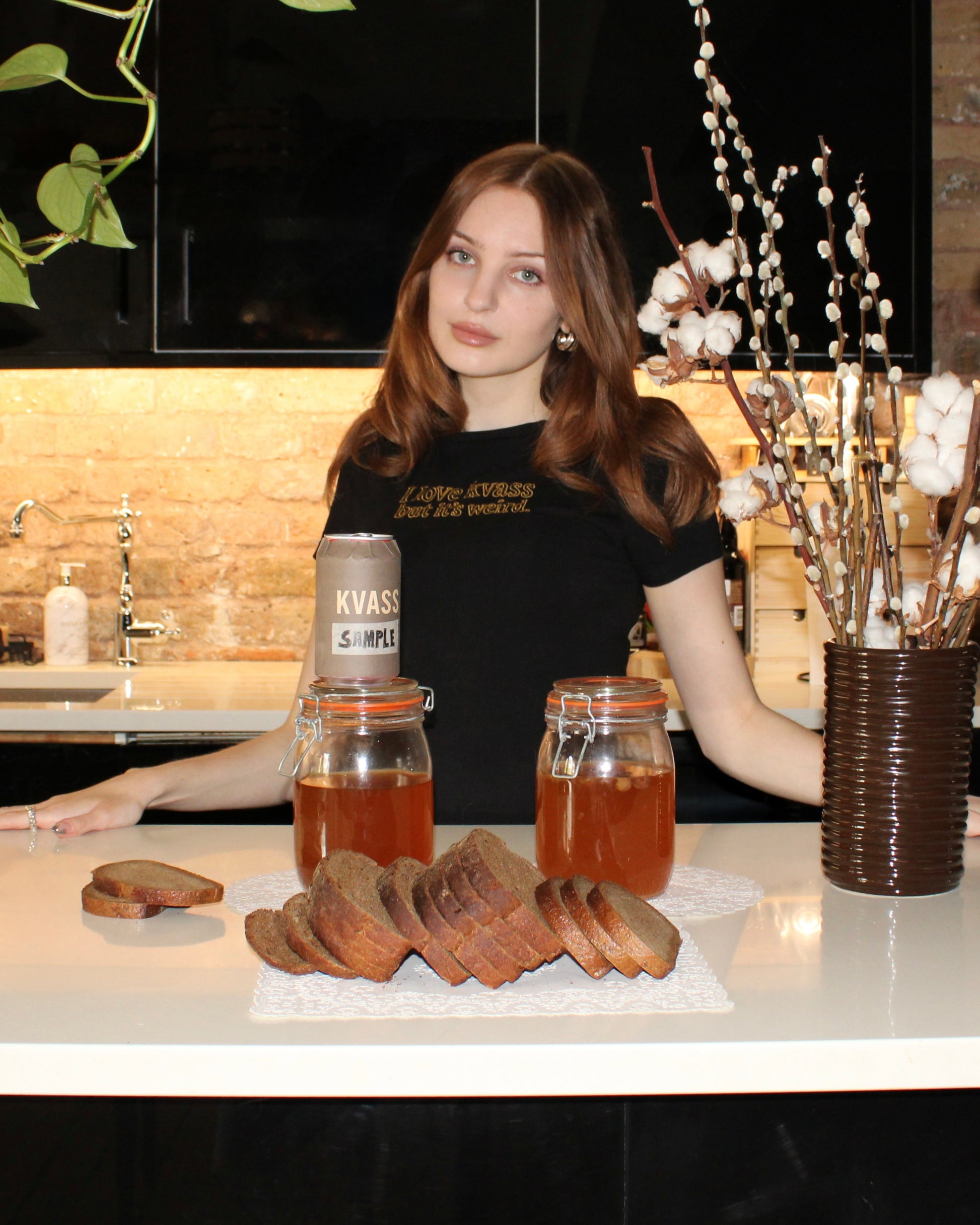 ‘I love kvass but it’s weird’ Embroidered Fitted Ladies Tee